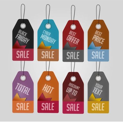 Holiday sale tags set vector 02
