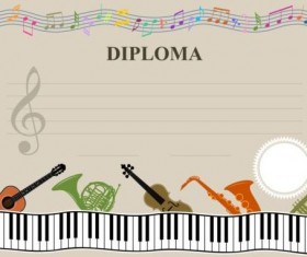 Musical diploma template vector 02