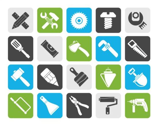 Industrial tools icons set