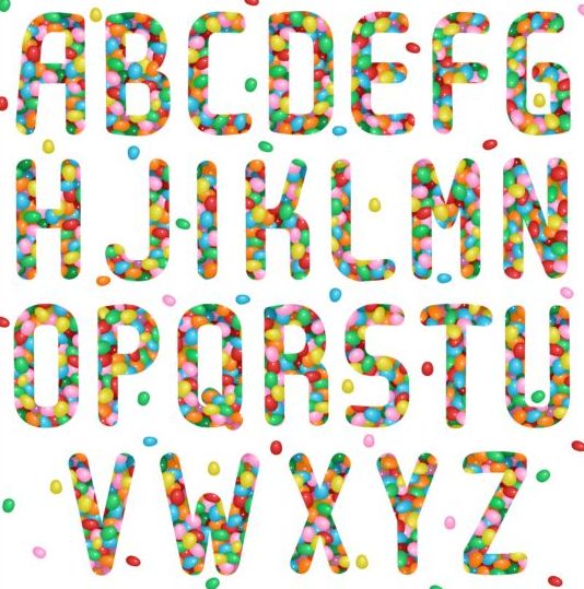 Jelly beans alphabet vector