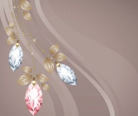 Jewel postcard with floral vector 02