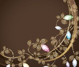 Jewel postcard with floral vector 03