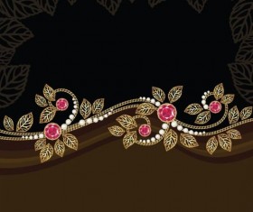 Jewel postcard with floral vector 04