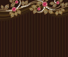 Jewel postcard with floral vector 05