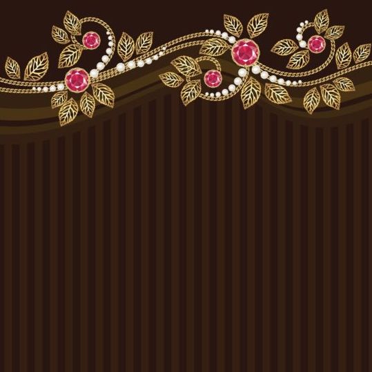 Jewel postcard with floral vector 05