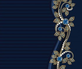 Jewel postcard with floral vector 06