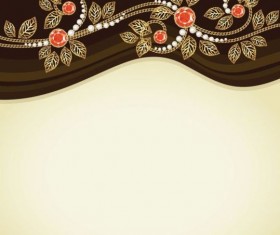 Jewel postcard with floral vector 07