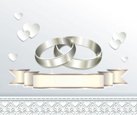 Lace wedding greeting cards with ribbon vector