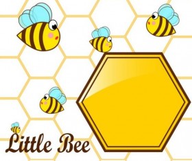 Little bee with honeycomb vector illustration 01