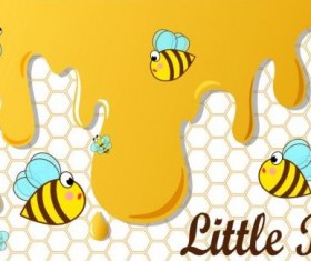 Little bee with honeycomb vector illustration 02