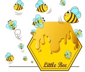 Little bee with honeycomb vector illustration 03