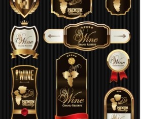 Luxury golden wine labels vector