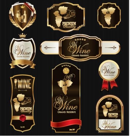 Luxury golden wine labels vector