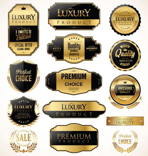 Luxury golden with black badges and labels vector