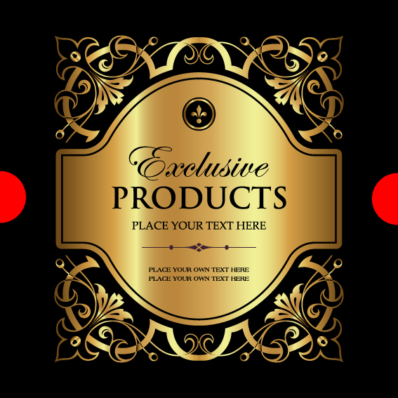 Luxury products gold labels vectors material 01