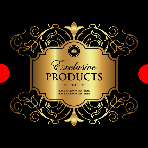 Luxury products gold labels vectors material 02