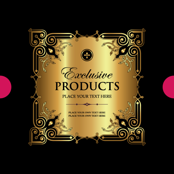 Luxury products gold labels vectors material 04