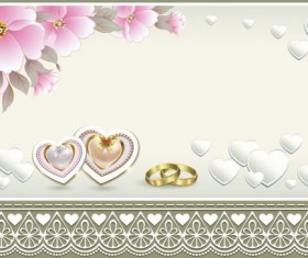 Luxury wedding invitation card with golod ring vector 02