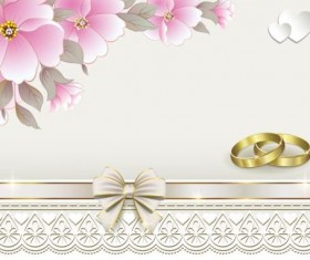 Luxury wedding invitation card with golod ring vector 03