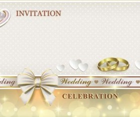 Luxury wedding invitation card with golod ring vector 04