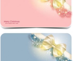 Merry christmas card with bow shiny vector 02