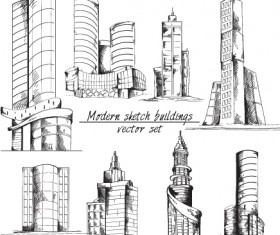 Modern sketch buildings vector
