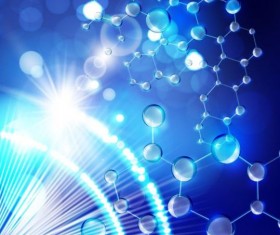 Molecule with blue background vector