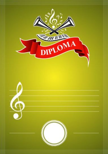 Musical diploma template vector 03