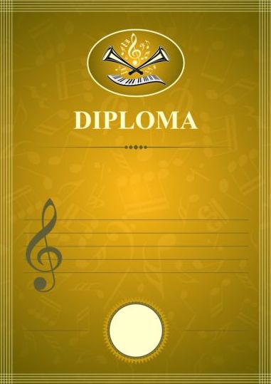 Musical diploma template vector 04