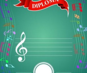 Musical diploma template vector 05
