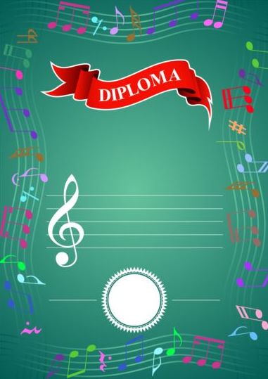 Musical diploma template vector 05
