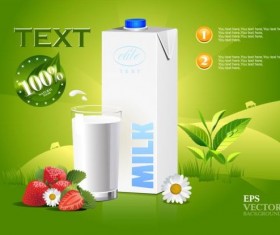 Natural milk poster green styles vector 01