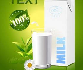 Natural milk poster green styles vector 02