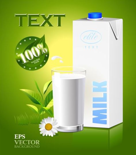 Natural milk poster green styles vector 02