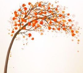 Nature autumn background with red trees and bike vector 03