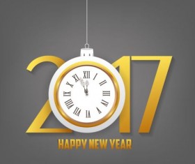 New year 2017 text with christmas ball vector 02