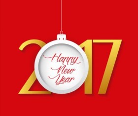 New year 2017 text with christmas ball vector 03
