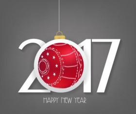New year 2017 text with christmas ball vector 04