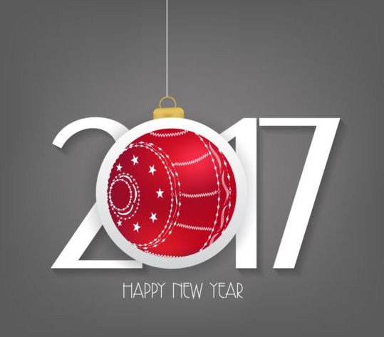 New year 2017 text with christmas ball vector 04