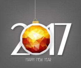 New year 2017 text with christmas ball vector 05