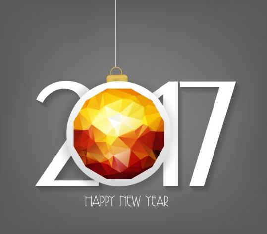 New year 2017 text with christmas ball vector 05