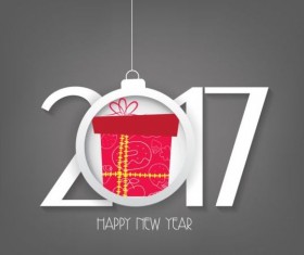 New year 2017 text with christmas ball vector 06
