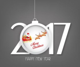 New year 2017 text with christmas ball vector 07