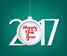 New year 2017 text with christmas ball vector 08