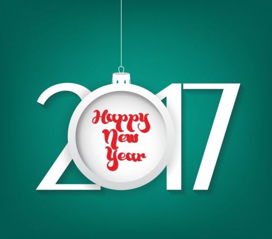 New year 2017 text with christmas ball vector 08