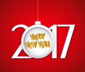 New year 2017 text with christmas ball vector 09