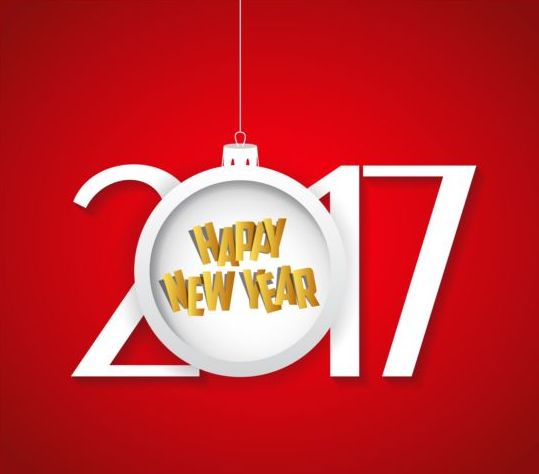 New year 2017 text with christmas ball vector 09