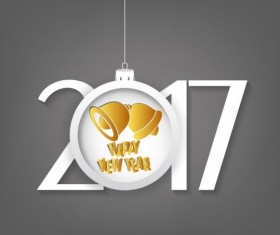 New year 2017 text with christmas ball vector 10