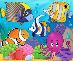 Oceans fish vecor design 04