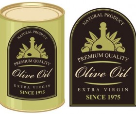 Olive oil labels with package cans vectors 01